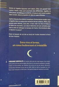 Quatrième de Couverture de Une belle vie de Virginie Grimaldi : deux jeunes femmes allongées sur une planche de surf, sur l'océan.