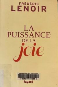 Couverture de La puissance de la joie par Frédéric Lenoir. texte rouge sur fond jaune.