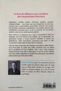 Quatrième de la Couverture de Cette douleur n'est pas la mienne, de Mark Wolynn ; dessin de deux têtes de profil avec une branche d'ADN